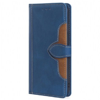 Capa Folio Para OnePlus Nord 2T 5G Couro Sintético Estiloso Em Dois Tons