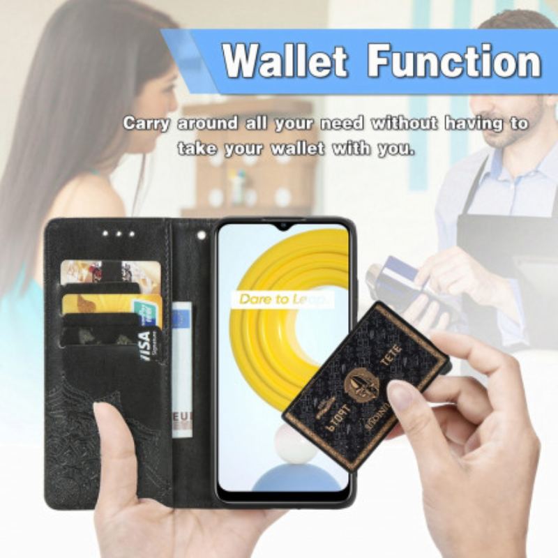 Capa De Couro Para Realme C21 Mandala Idade Média