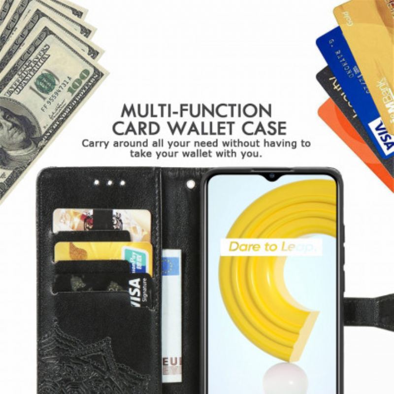 Capa De Couro Para Realme C21 Mandala Idade Média