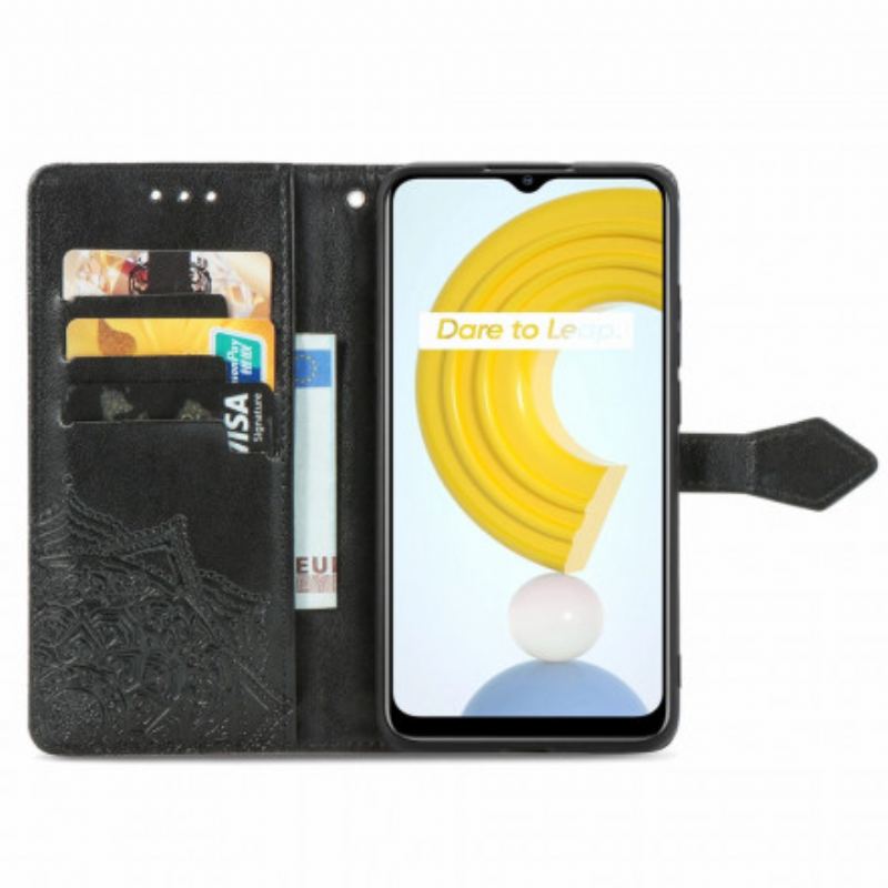 Capa De Couro Para Realme C21 Mandala Idade Média