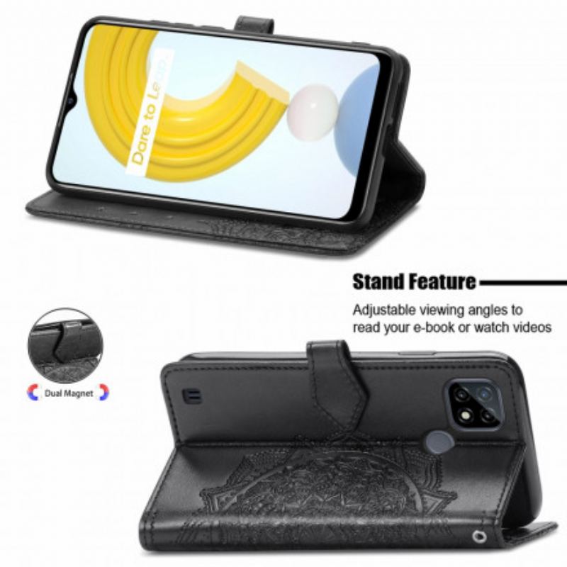 Capa De Couro Para Realme C21 Mandala Idade Média