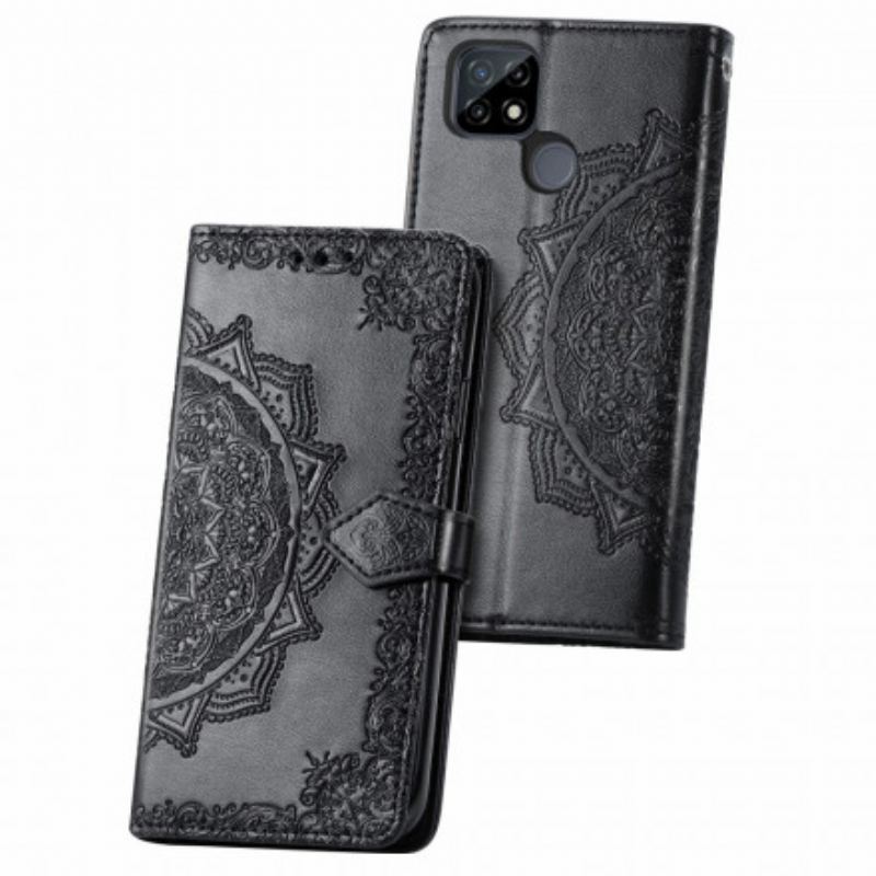 Capa De Couro Para Realme C21 Mandala Idade Média
