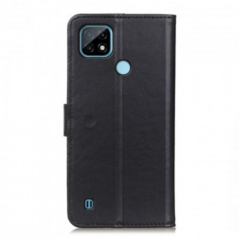 Capa Em Pele Para Realme C21 Couro Sintético Liso