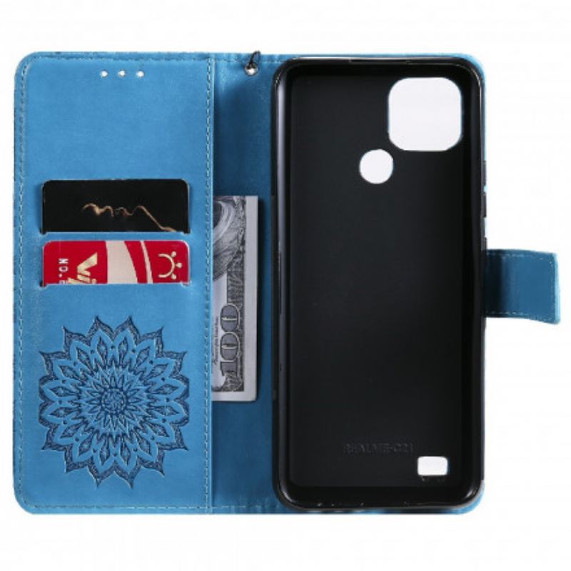 Capa Flip Para Realme C21 Flor Do Sol