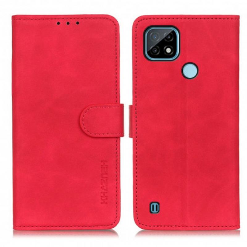 Capa Folio Para Realme C21 Efeito Couro Vintage Fosco Khazneh