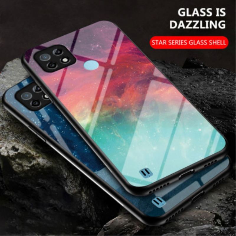 Capa Para Realme C21 Vidro Temperado De Mármore