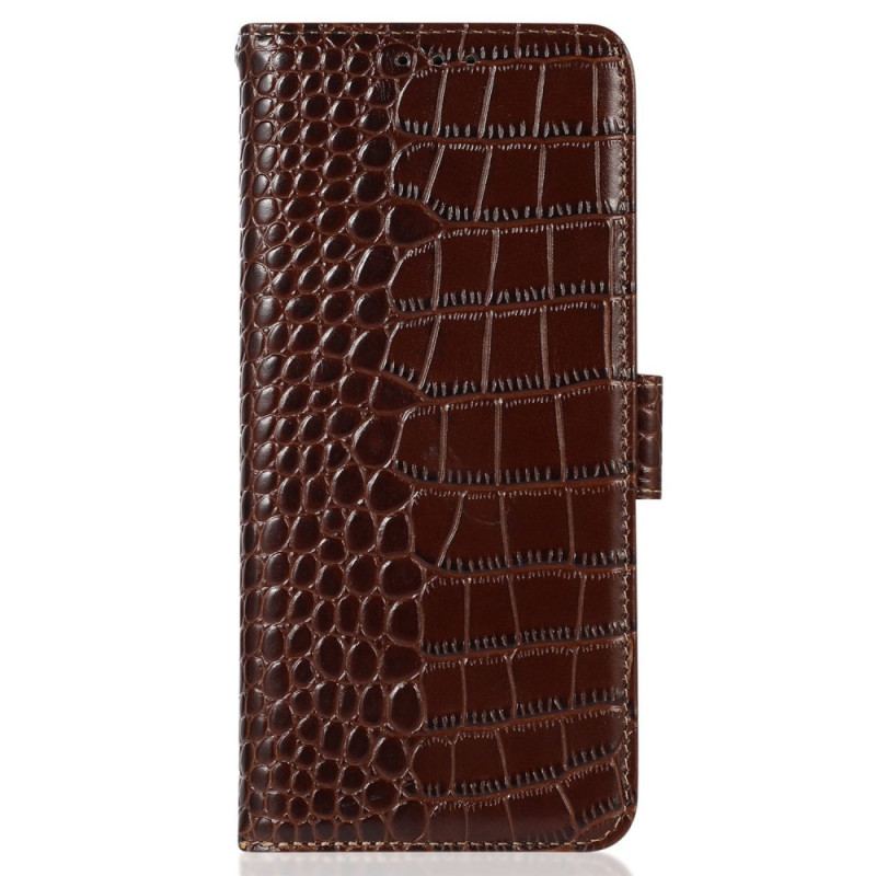 Capa De Couro Para OnePlus Nord CE 2 Lite 5G Couro Genuíno Estilo Crocodilo Rfid