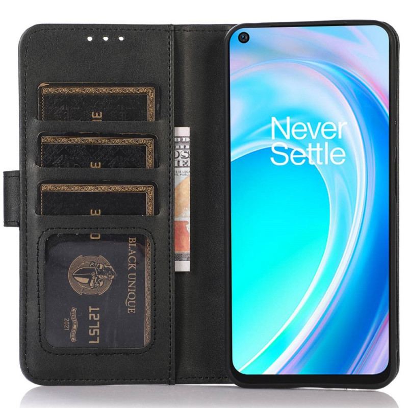 Capa Folio Para OnePlus Nord CE 2 Lite 5G Efeito Couro Liso