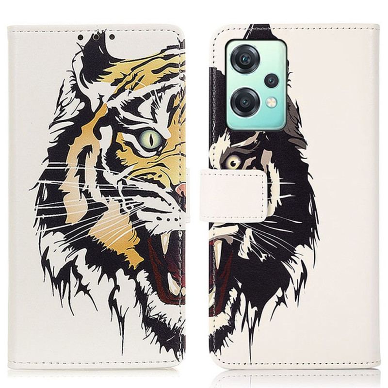 Capa Folio Para OnePlus Nord CE 2 Lite 5G Tigre Feroz