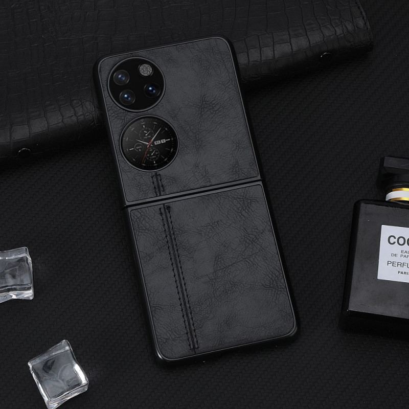 Capa Para Huawei P50 Pocket Costura De Couro Falso