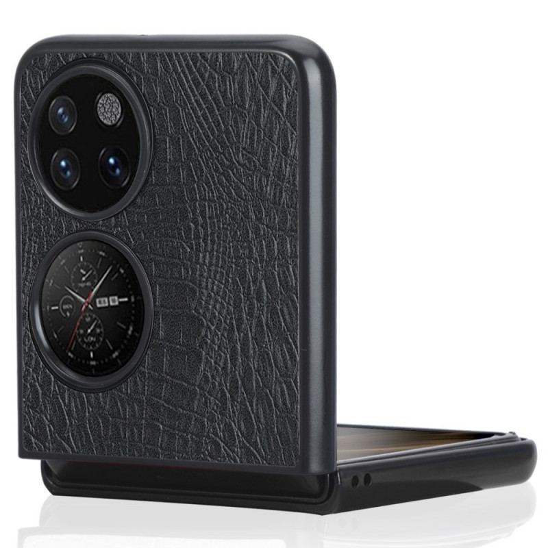 Capa Para Huawei P50 Pocket Textura De Pele De Crocodilo