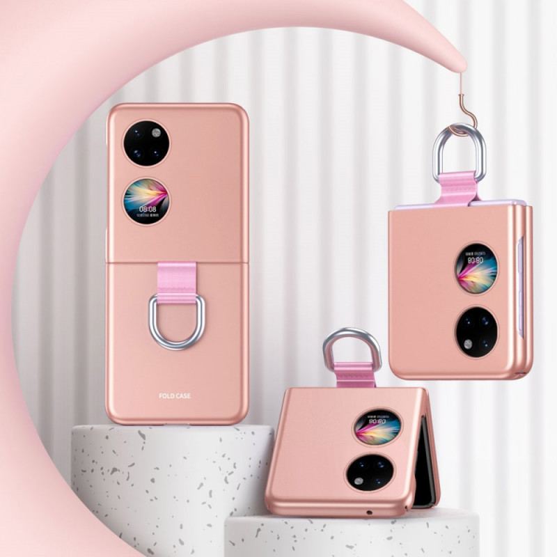 Capa Para Huawei P50 Pocket Toque De Pele Com Anel