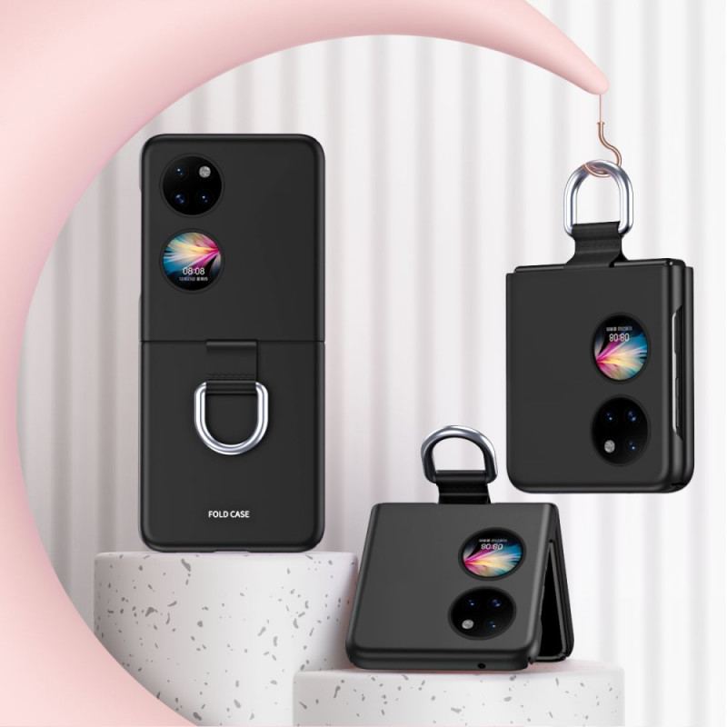 Capa Para Huawei P50 Pocket Toque De Pele Com Anel