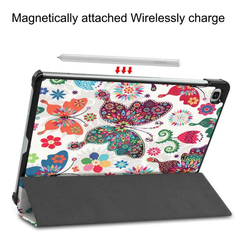 Capa De Celular Para Samsung Galaxy Tab S6 Lite Borboletas E Flores Retrô