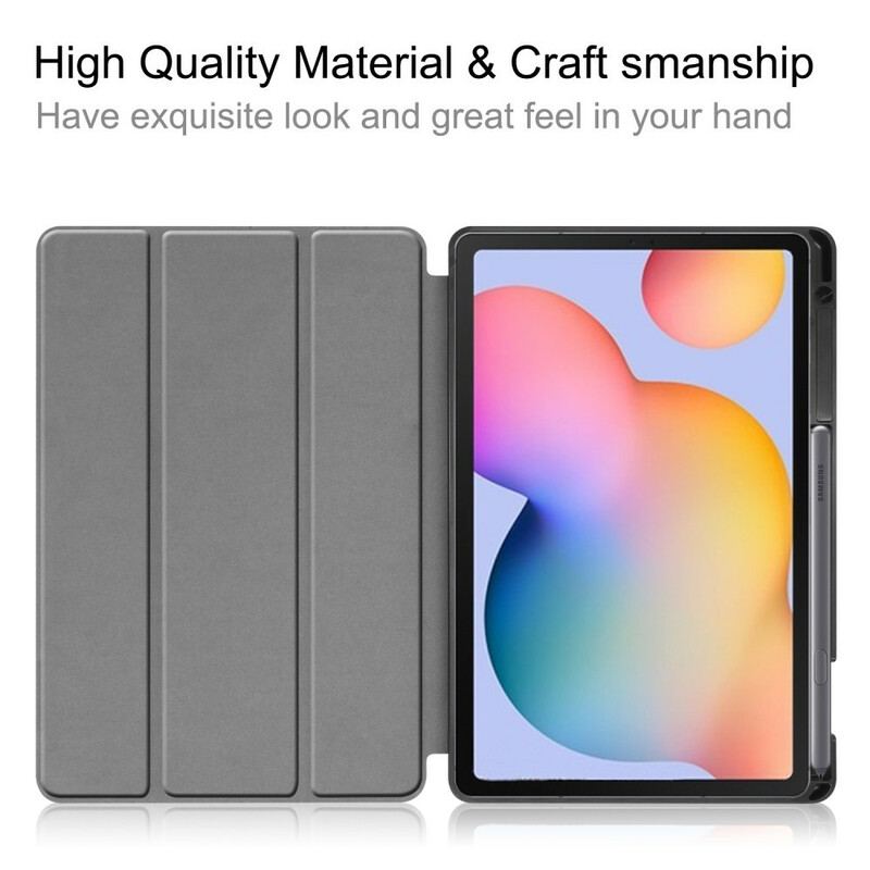 Capa De Celular Para Samsung Galaxy Tab S6 Lite Porta-lápis Dobrável Em Três Partes