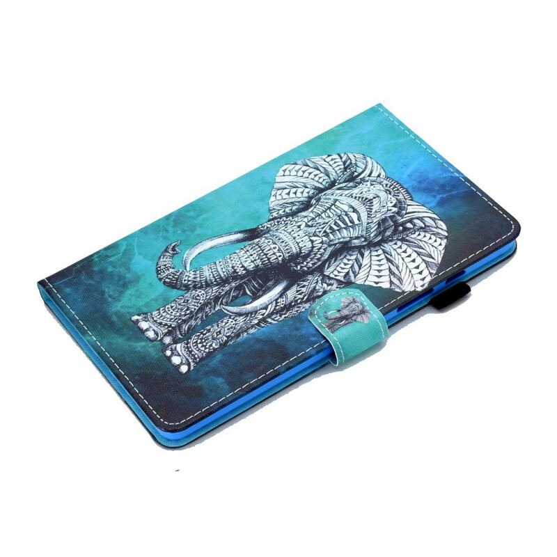 Capa De Couro Para Samsung Galaxy Tab S6 Lite Elefante Tribal