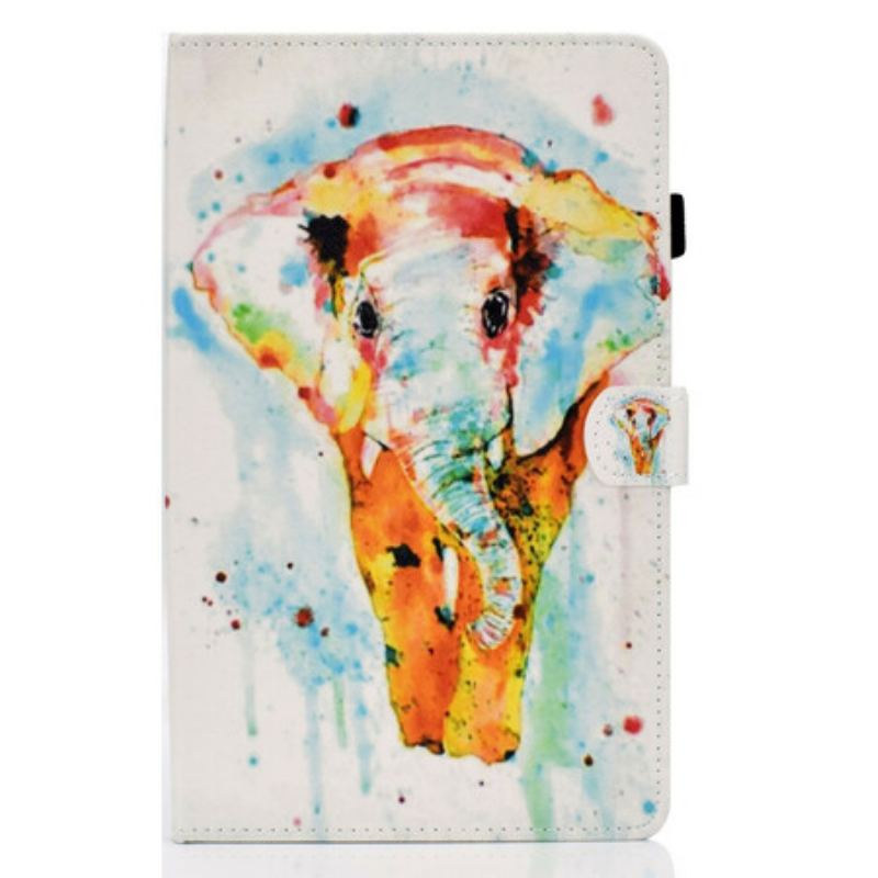 Capa Flip Para Samsung Galaxy Tab S6 Lite Elefante Aquarela