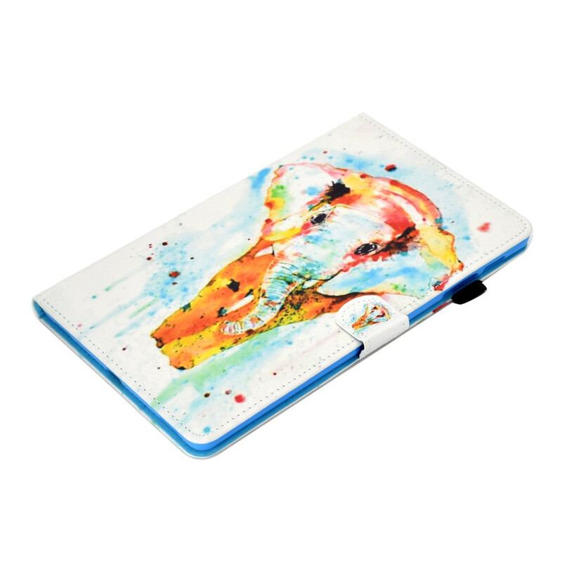 Capa Flip Para Samsung Galaxy Tab S6 Lite Elefante Aquarela