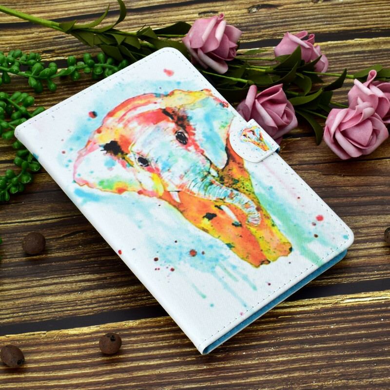 Capa Flip Para Samsung Galaxy Tab S6 Lite Elefante Aquarela