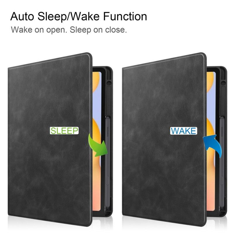Capa Para Samsung Galaxy Tab S6 Lite Suporte Para Estilete Efeito Couro