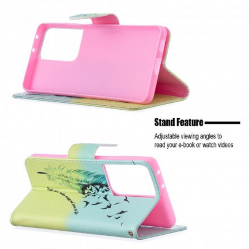 Capa De Couro Para Samsung Galaxy S21 Ultra 5G Aprender A Voar