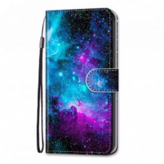 Capa De Couro Para Samsung Galaxy S21 Ultra 5G Céu Cósmico