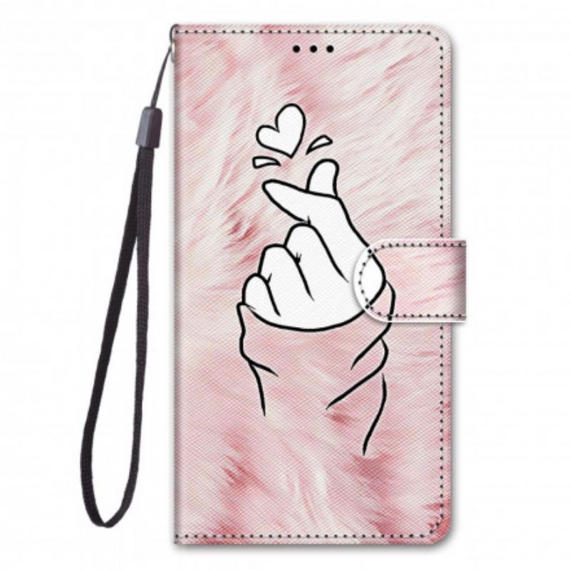 Capa De Couro Para Samsung Galaxy S21 Ultra 5G Dedo Coração