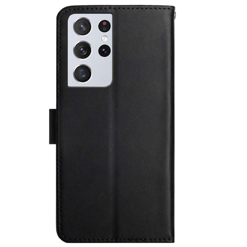 Capa De Couro Para Samsung Galaxy S21 Ultra 5G Couro Napa Genuíno