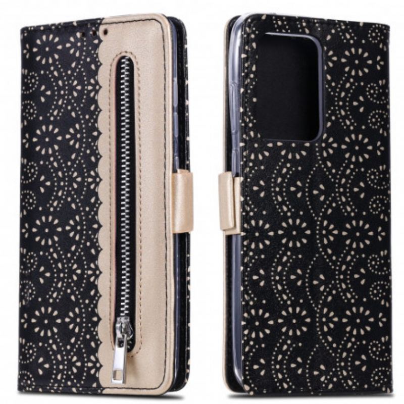 Capa Em Pele Para Samsung Galaxy S21 Ultra 5G De Cordão Bolsa De Moedas Com Alça De Renda
