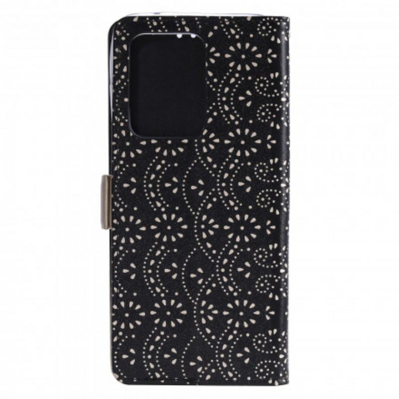 Capa Em Pele Para Samsung Galaxy S21 Ultra 5G De Cordão Bolsa De Moedas Com Alça De Renda