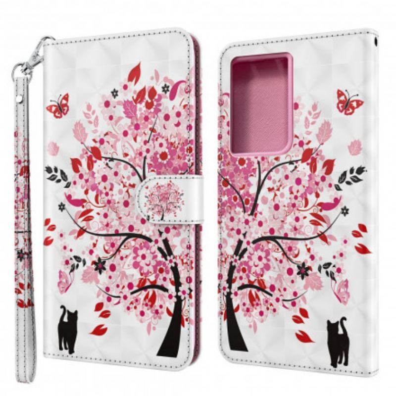 Capa Flip Para Samsung Galaxy S21 Ultra 5G Árvore Rosa