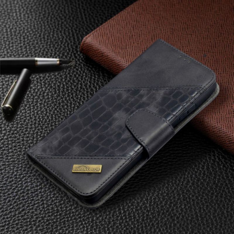 Capa Flip Para Samsung Galaxy S21 Ultra 5G Efeito Clássico De Pele De Crocodilo