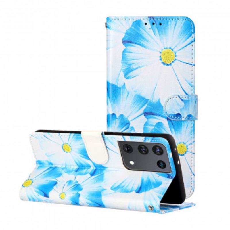 Capa Flip Para Samsung Galaxy S21 Ultra 5G Flores Loucas