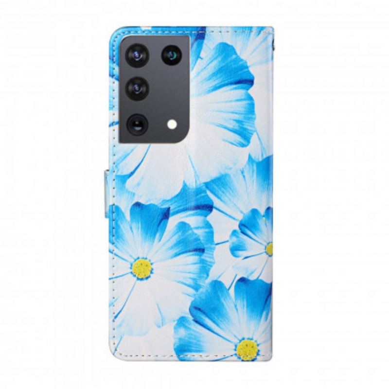 Capa Flip Para Samsung Galaxy S21 Ultra 5G Flores Loucas