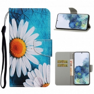 Capa Flip Para Samsung Galaxy S21 Ultra 5G Flores Magistrais Com Alça