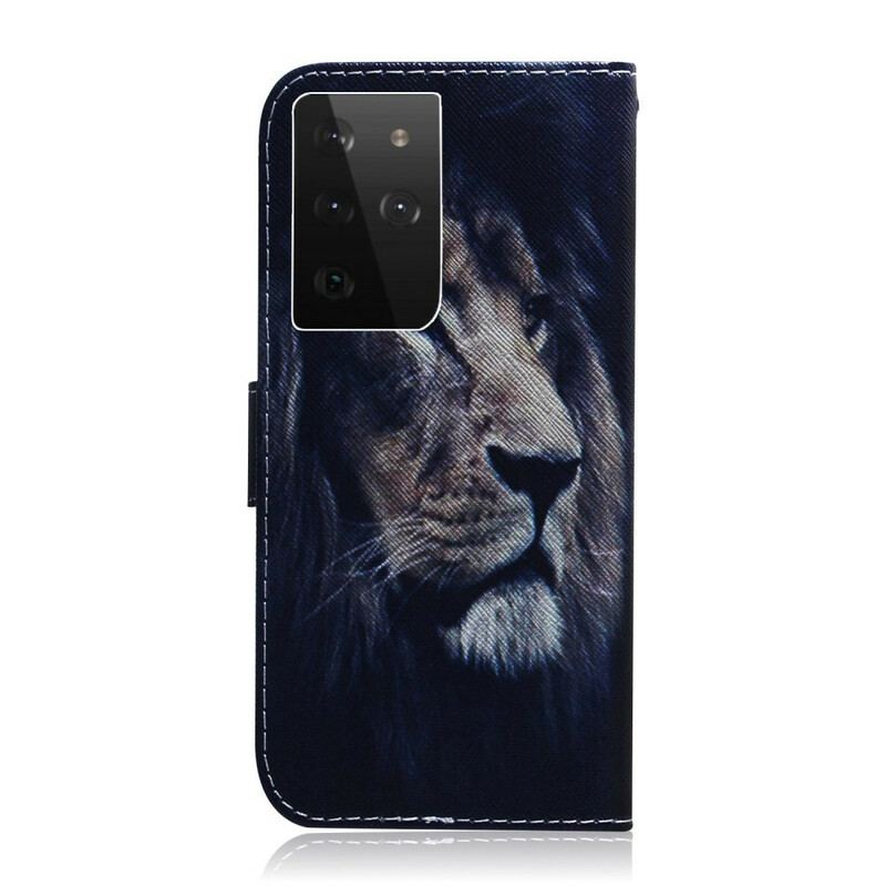 Capa Flip Para Samsung Galaxy S21 Ultra 5G Leão Sonhador