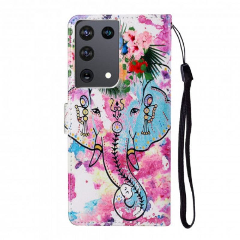 Capa Flip Para Samsung Galaxy S21 Ultra 5G Rei Elefante