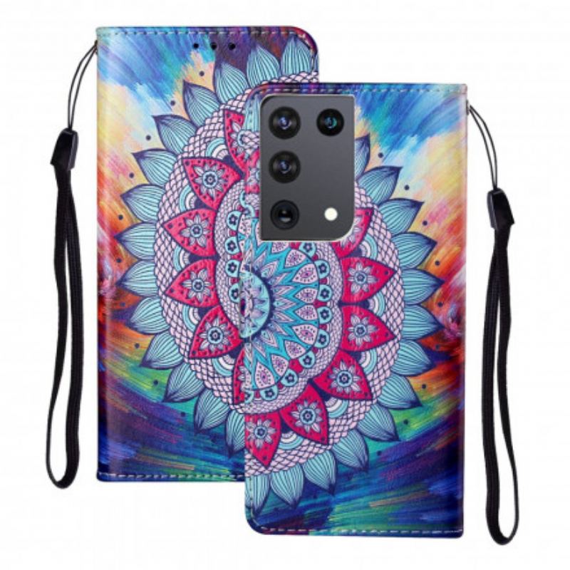Capa Flip Para Samsung Galaxy S21 Ultra 5G Rei Mandala
