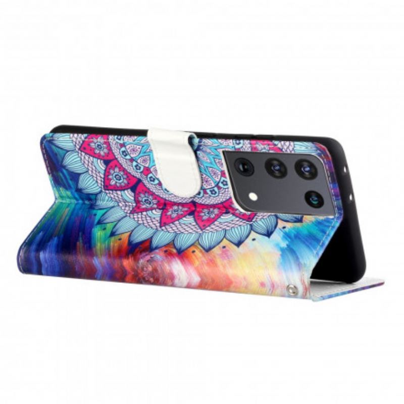 Capa Flip Para Samsung Galaxy S21 Ultra 5G Rei Mandala