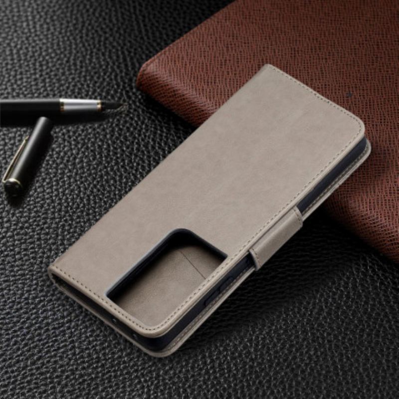 Capa Folio Para Samsung Galaxy S21 Ultra 5G Borboletas Voando Com Cordão