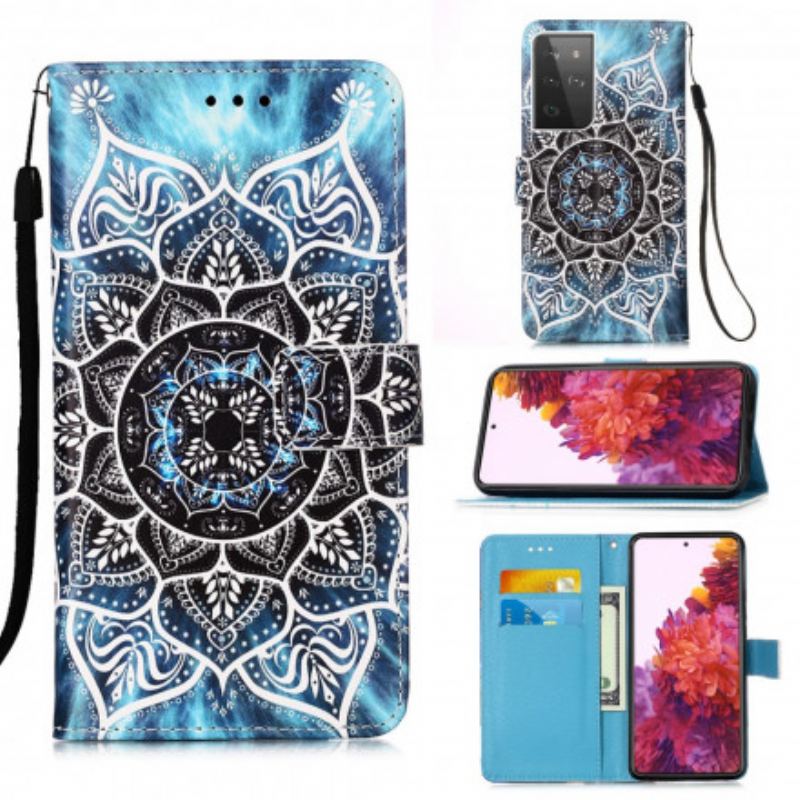 Capa Folio Para Samsung Galaxy S21 Ultra 5G Mandala No Céu