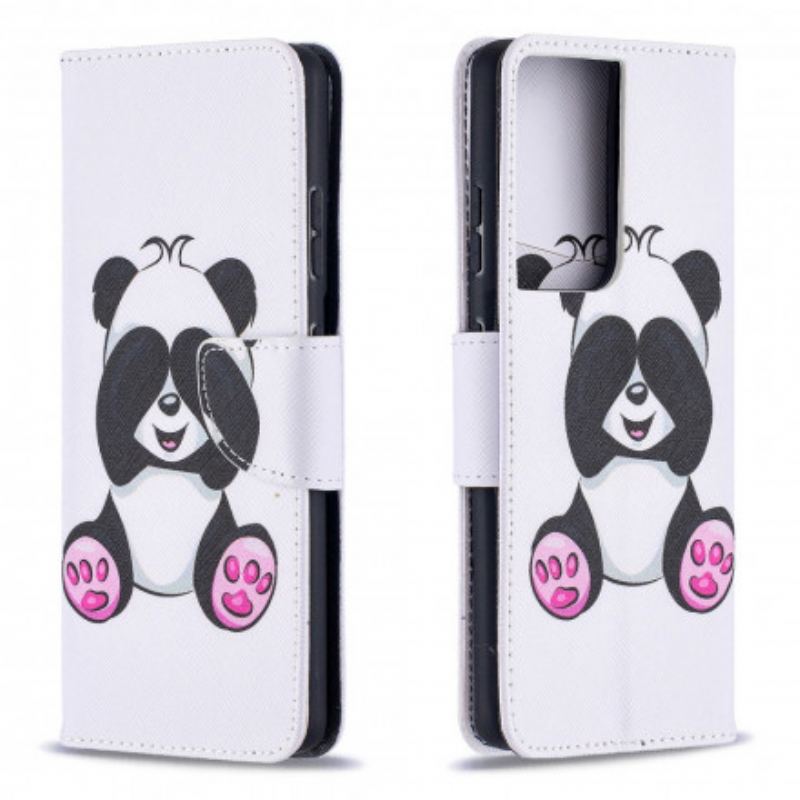 Capa Folio Para Samsung Galaxy S21 Ultra 5G Panda Divertido