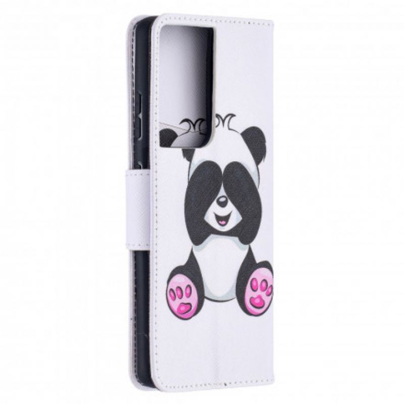 Capa Folio Para Samsung Galaxy S21 Ultra 5G Panda Divertido