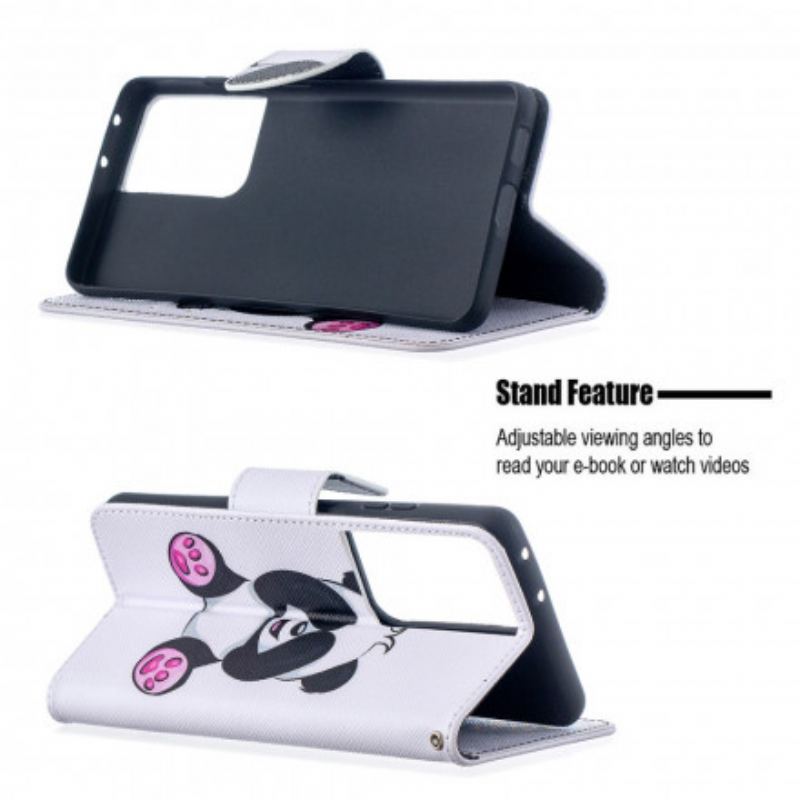 Capa Folio Para Samsung Galaxy S21 Ultra 5G Panda Divertido