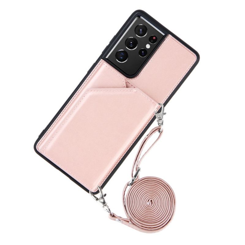 Capa Para Samsung Galaxy S21 Ultra 5G Alça De Ombro Porta-cartões