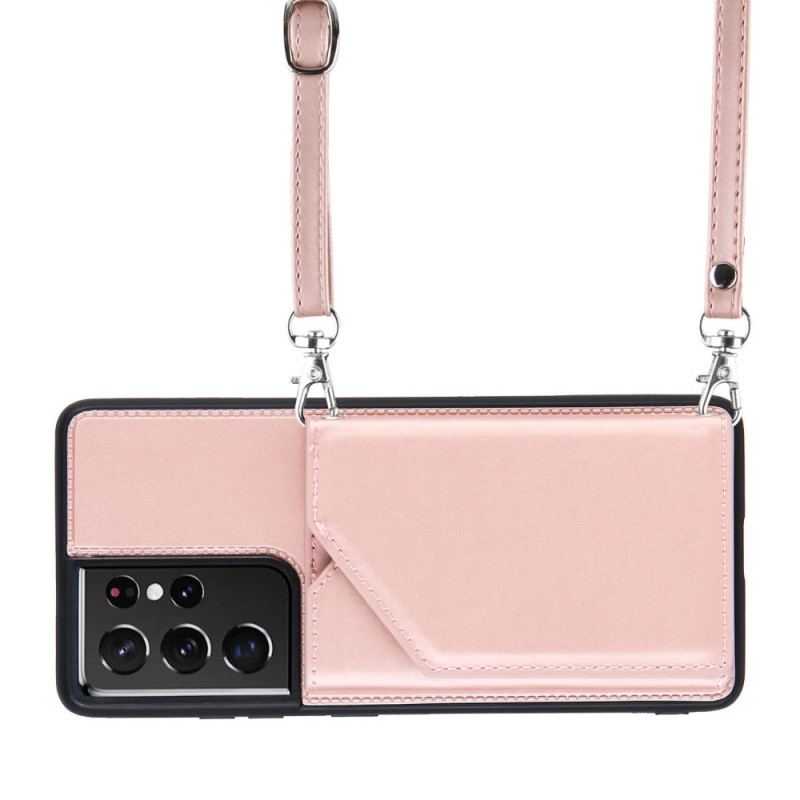 Capa Para Samsung Galaxy S21 Ultra 5G Alça De Ombro Porta-cartões