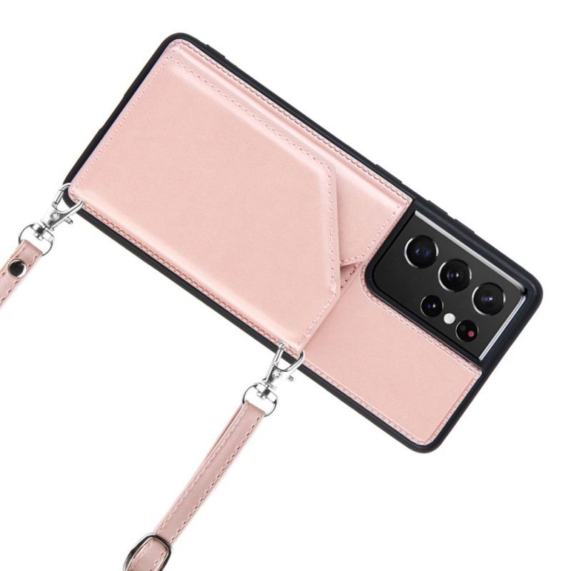 Capa Para Samsung Galaxy S21 Ultra 5G Alça De Ombro Porta-cartões
