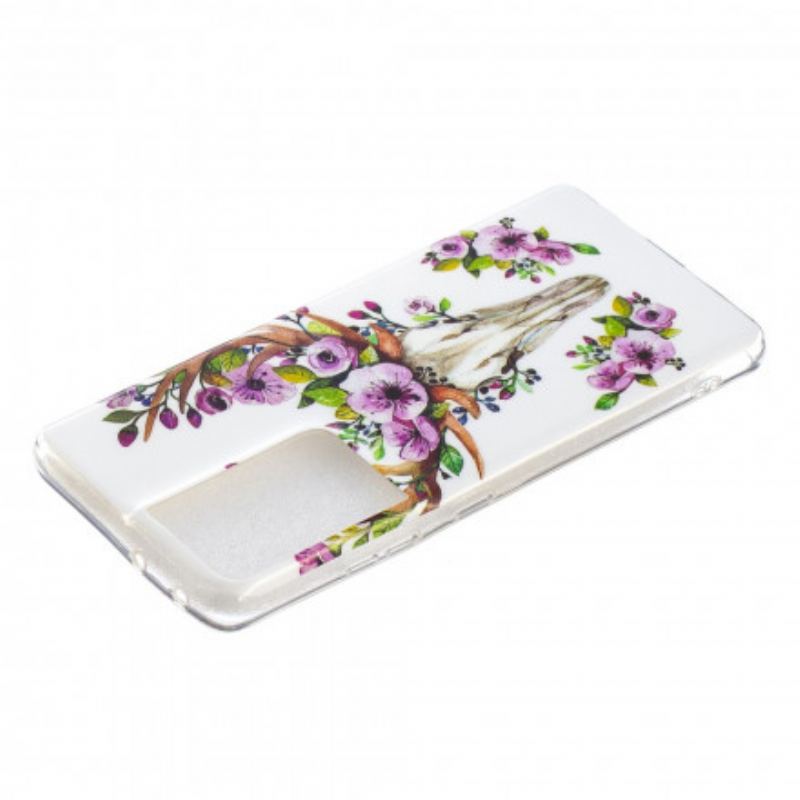 Capa Para Samsung Galaxy S21 Ultra 5G Alce Floral Fluorescente