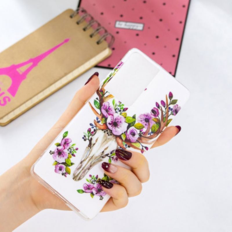 Capa Para Samsung Galaxy S21 Ultra 5G Alce Floral Fluorescente