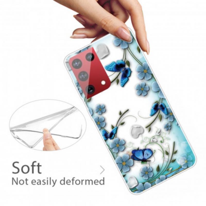 Capa Para Samsung Galaxy S21 Ultra 5G Borboletas E Flores Retrô